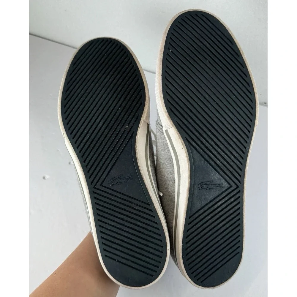 Lacoste Ampthill GRV2 Sneakers Men's 8.5 Gray‎ Canvas Mid Top Shoes Casual Logo